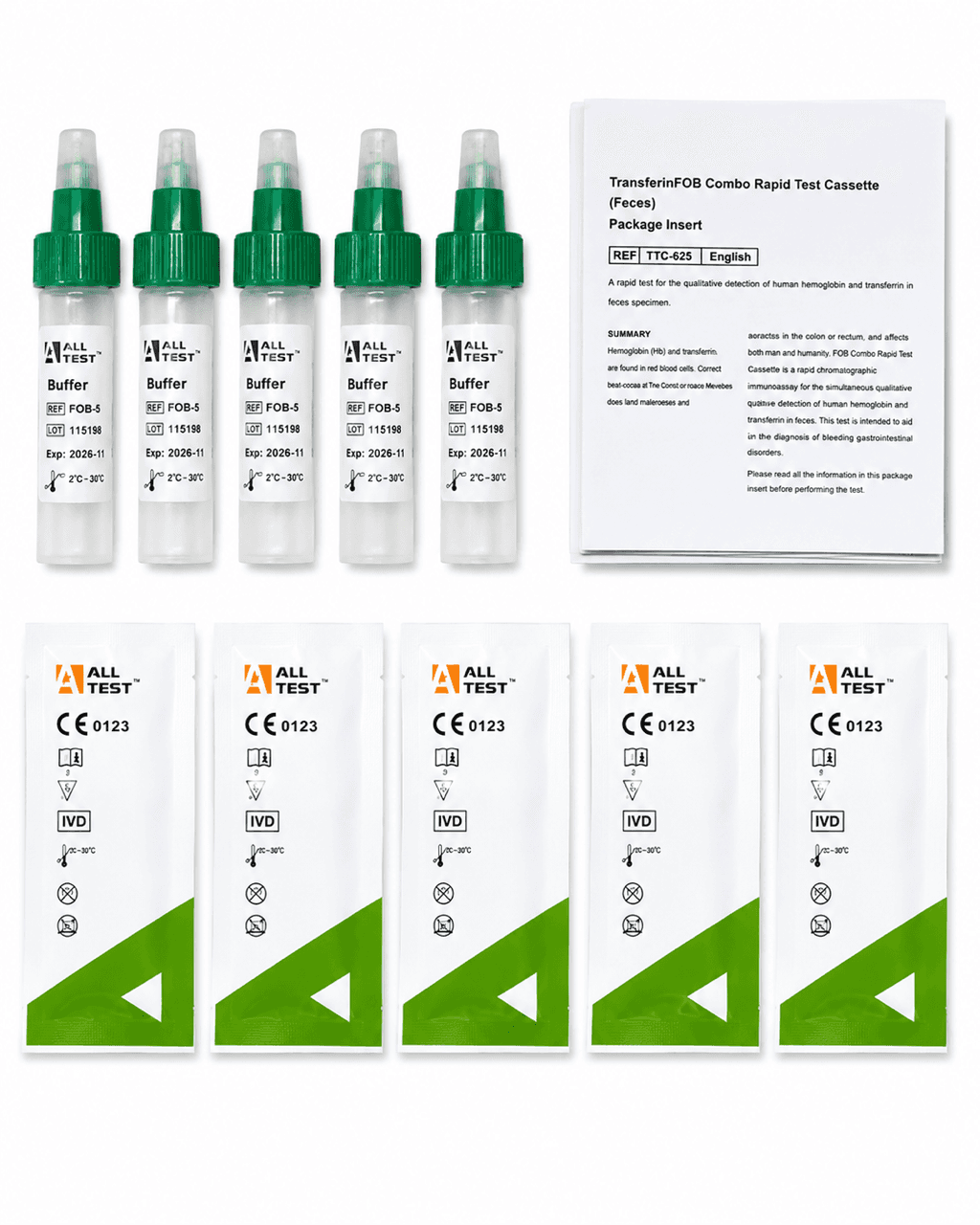 5 x GP/Professional Bowel Cancer Test Kits (Faecal Occult Blood) — bowel cancer test kit, tested from a stool sample