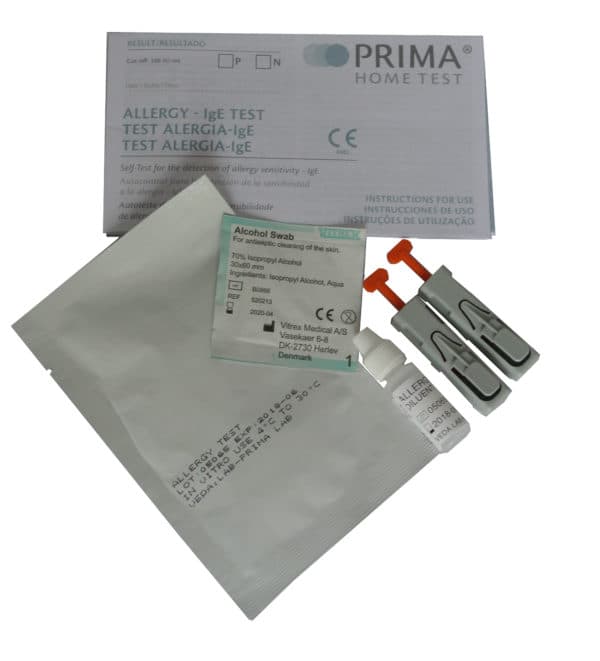 Home Allergy Test Kit: CE marked Prima Allergy Test — allergy test kit, tested from a finger-prick blood sample